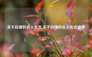 关于自律的名人名言,关于自律的名人名言摘抄