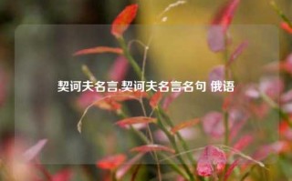 契诃夫名言,契诃夫名言名句 俄语