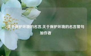 关于保护环境的名言,关于保护环境的名言警句加作者