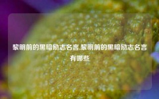 黎明前的黑暗励志名言,黎明前的黑暗励志名言有哪些