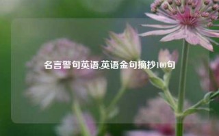 名言警句英语,英语金句摘抄100句