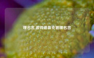 理名言,彼得德鲁克管理名言