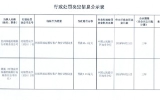 宣州深通村镇银行被罚28.3万元：未按照规定履行客户身份识别义务