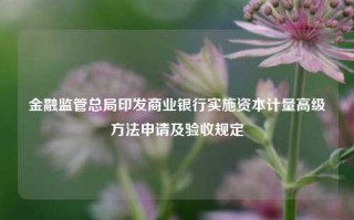 金融监管总局印发商业银行实施资本计量高级方法申请及验收规定