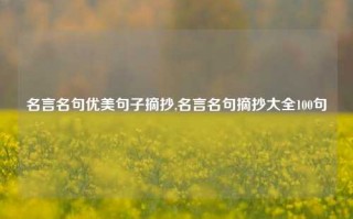 名言名句优美句子摘抄,名言名句摘抄大全100句