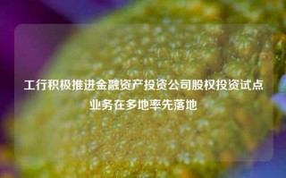 工行积极推进金融资产投资公司股权投资试点业务在多地率先落地