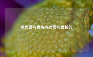 名言警句爱情,名言警句爱情的