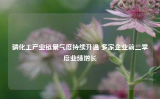 磷化工产业链景气度持续升温 多家企业前三季度业绩增长