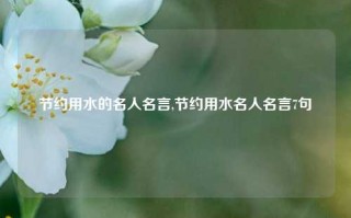 节约用水的名人名言,节约用水名人名言7句