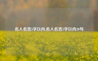 名人名言5字以内,名人名言5字以内20句