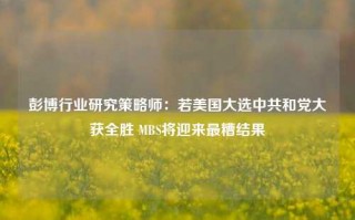 彭博行业研究策略师：若美国大选中共和党大获全胜 MBS将迎来最糟结果