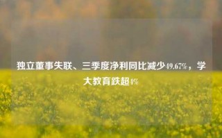 独立董事失联、三季度净利同比减少49.67%，学大教育跌超4%