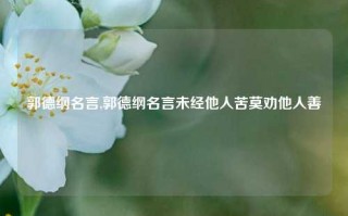 郭德纲名言,郭德纲名言未经他人苦莫劝他人善