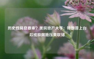 历史性降息要来？美房地产大亨：特朗普上台后或极限施压美联储