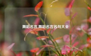 舞蹈名言,舞蹈名言名句大全