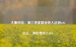 大豪科技：第三季度营业收入达到6.05亿元，同比增长27.01%