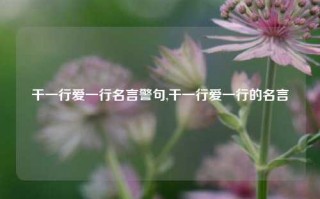 干一行爱一行名言警句,干一行爱一行的名言