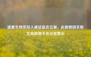 诺泰生物实控人被证监会立案，此前曾因关联交易披露不充分受警示