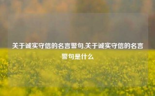 关于诚实守信的名言警句,关于诚实守信的名言警句是什么