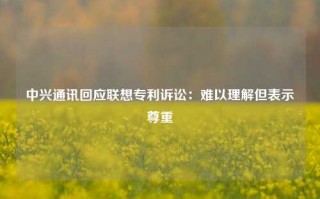 中兴通讯回应联想专利诉讼：难以理解但表示尊重