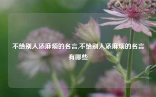 不给别人添麻烦的名言,不给别人添麻烦的名言有哪些