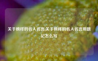 关于榜样的名人名言,关于榜样的名人名言用题记怎么写