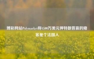 博彩网站Polymarket称4500万美元押特朗普赢的赌客是个法国人