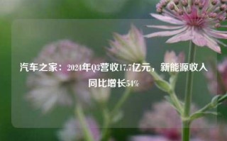 汽车之家：2024年Q3营收17.7亿元，新能源收入同比增长54%