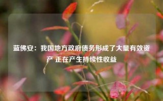 蓝佛安：我国地方政府债务形成了大量有效资产 正在产生持续性收益