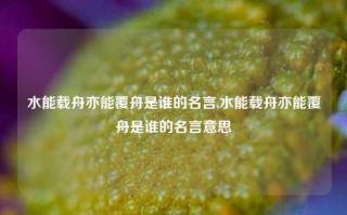 水能载舟亦能覆舟是谁的名言,水能载舟亦能覆舟是谁的名言意思