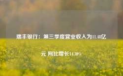 瑞丰银行：第三季度营业收入为11.48亿元 同比增长14.30%