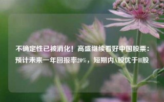 不确定性已被消化！高盛继续看好中国股票：预计未来一年回报率20%，短期内A股优于H股