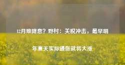 12月难降息？野村：关税冲击，最早明年夏天实际通胀就将大涨