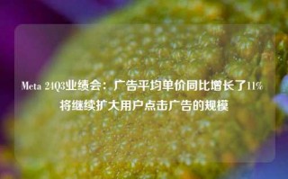 Meta 24Q3业绩会：广告平均单价同比增长了11% 将继续扩大用户点击广告的规模