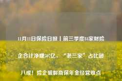 11月11日保险日报丨前三季度84家财险企合计净赚507亿，“老三家”占比超八成！险企破解商保年金经营难点-第1张图片- 分享经典句子,名人名言,经典语录